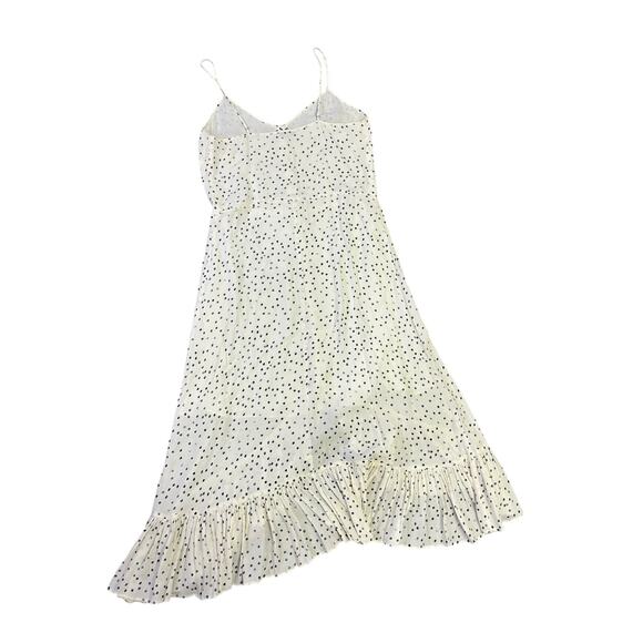 Rails Frida Speckled Dot High-Low Midi Slip Dress, Womens M, White/Black Ruffles - Picture 4 of 16